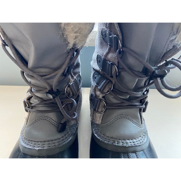 Sorel NY1858-052 Joan of Arctic Gray Fur Lined Winter Snow Boots Women's 7 - Picture 4 of 8